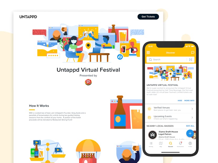 Website design and marketing adds for the Untappd Virtual Festival campaign